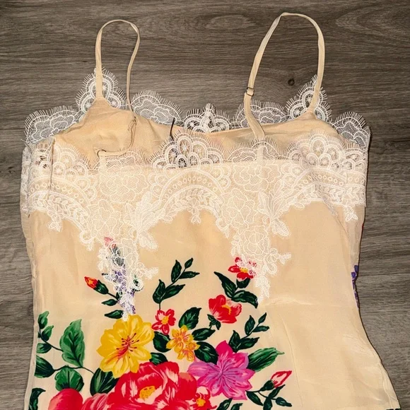 By Anthropologie sleeveless V neck lace slip midi dress
